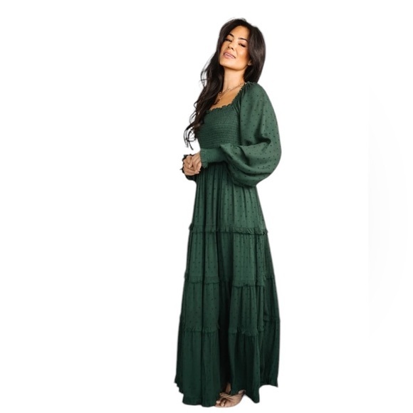 Baltic Born Dresses & Skirts - Baltic Born - NWT Amanda Smocked Long Sleeve Dotted Maxi Dress Sz L